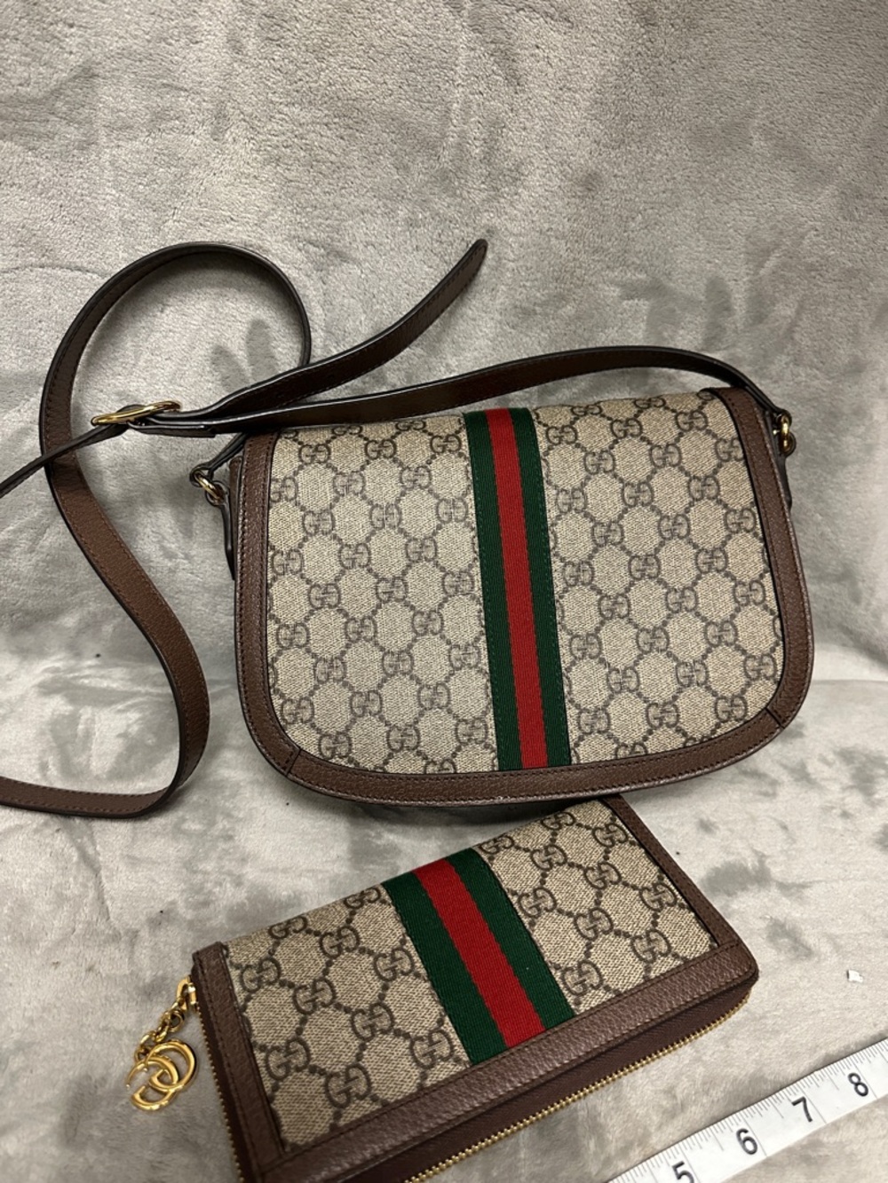 Bundle! Gucci GG Supreme Monogram Web Small Ophidia Flap Bag - Picture 7 of 14
